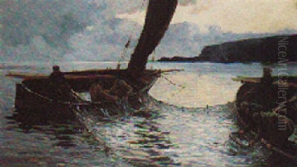 Hauling In The Catch Oil Painting by Andrew Black