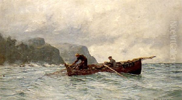 Campbeltown Fishing Boat - Pulling In The Net Oil Painting by Andrew Black