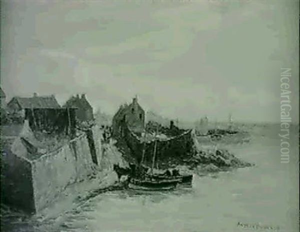 Unloading The Boats, St. Monans Oil Painting by Andrew Black