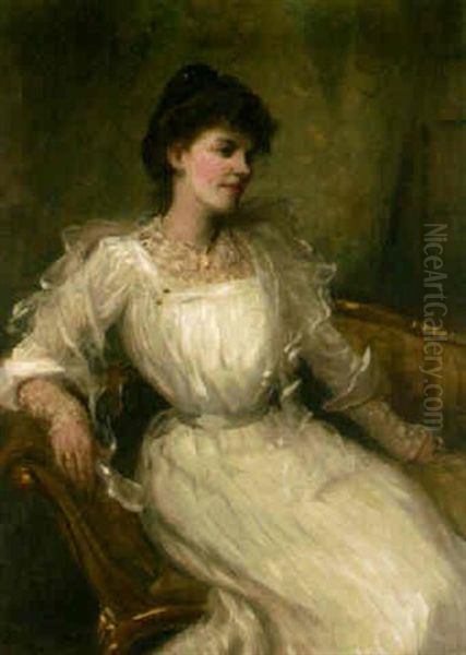 Portrait Of A Lady Oil Painting by Arthur John Black