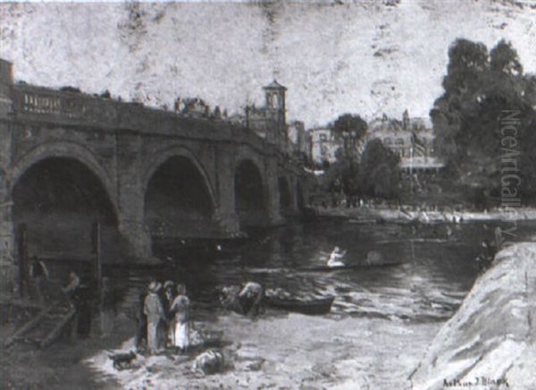 Richmond Bridge Oil Painting by Arthur John Black