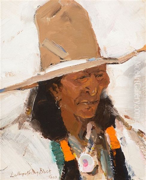 Indian Portrait, Taos Oil Painting by Laverne Nelson Black