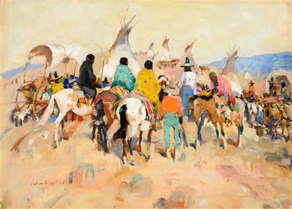 Gathering For The Chief Oil Painting by Laverne Nelson Black