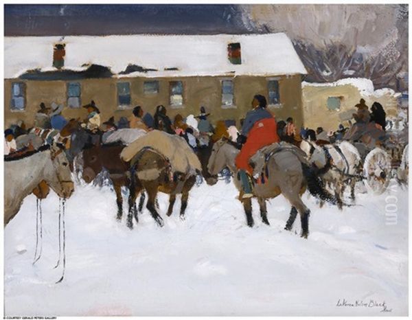 Christmas Gathering Oil Painting by Laverne Nelson Black