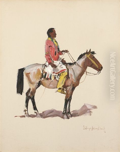 Indian On Horseback Oil Painting by Laverne Nelson Black