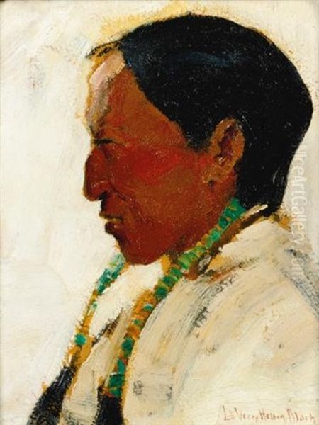 Portrait Of A Taos Indian Oil Painting by Laverne Nelson Black