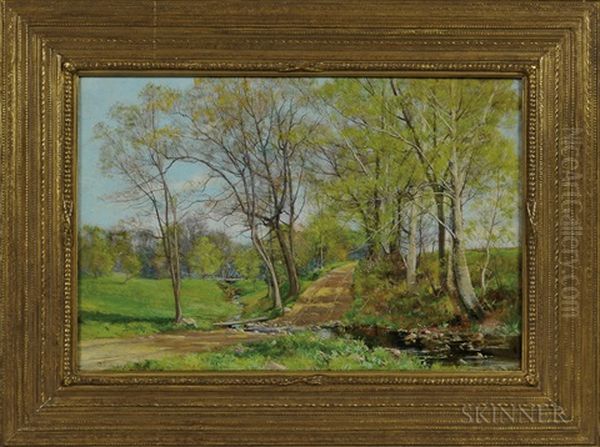 Country Lane In Spring Oil Painting by Olive Parker Black