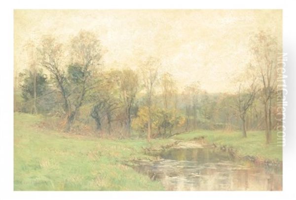 Autumn River Landscape Oil Painting by Olive Parker Black