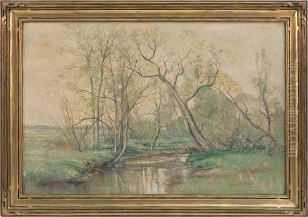 Country Stream Oil Painting by Olive Parker Black