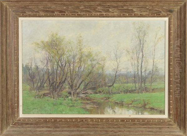 Brook Scene Oil Painting by Olive Parker Black