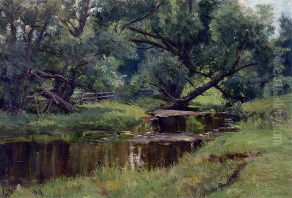 The Winding Stream Oil Painting by Olive Parker Black