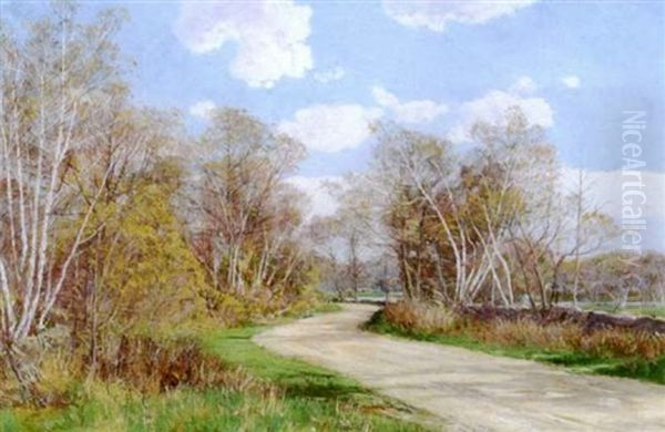 Landscape With Country Road Oil Painting by Olive Parker Black