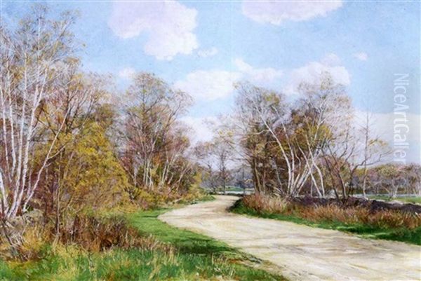 Autumn Landscape With Rural Path Oil Painting by Olive Parker Black