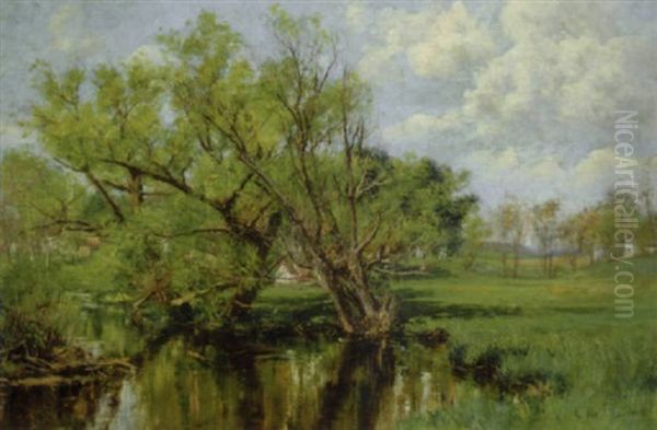 Brook In Spring Oil Painting by Olive Parker Black