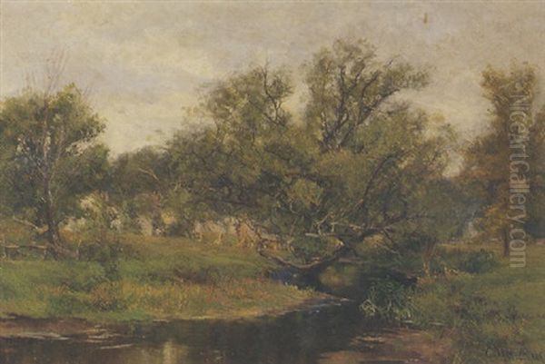 A Summer Stream Oil Painting by Olive Parker Black