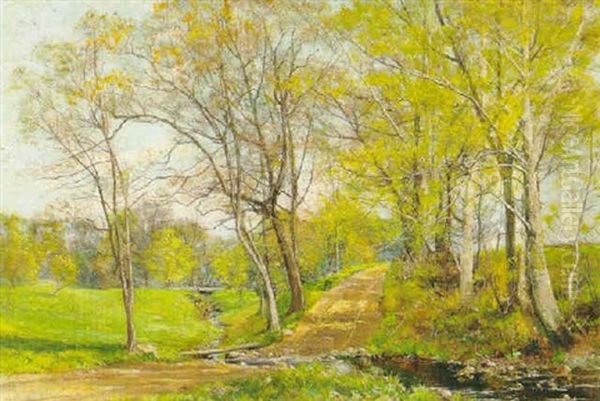 Country Lane In Spring Oil Painting by Olive Parker Black