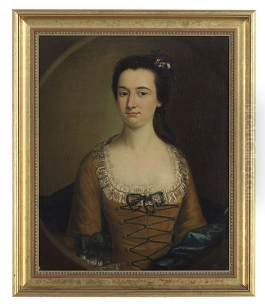 Portrait Of A Lady In Blue Silk Oil Painting by Joseph Blackburn