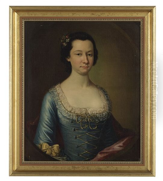 Portrait Of A Lady In Russet Silk Oil Painting by Joseph Blackburn