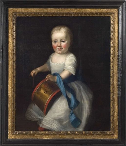 Portrait Of A Young Boy With A Drum Oil Painting by Joseph Blackburn