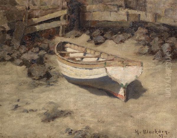 Boat By The Wharf, St. Ives Oil Painting by Hugh C. Blackden