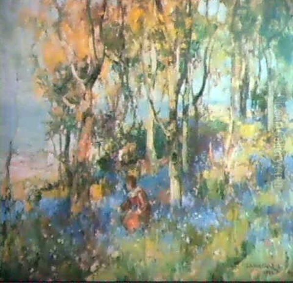 Spring Woodland Oil Painting by Thomas Bromley Blacklock