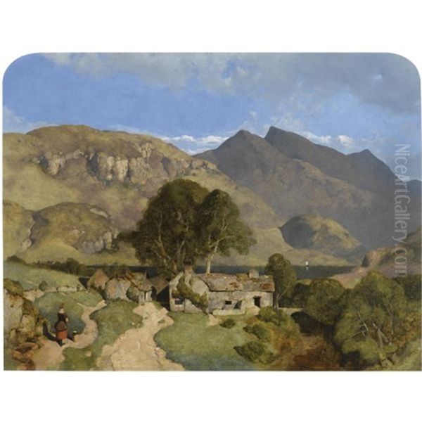 Lakeland Mountains, Crummock Water, Grassmoor And Whiteless Pike Oil Painting by William James Blacklock