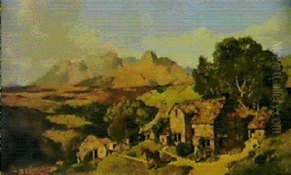 A Miller's Homestead, Cumberland- Westmorland, Lake District Oil Painting by William James Blacklock