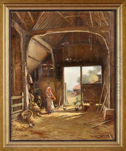 Feeding The Chickens Oil Painting by William Kay Blacklock