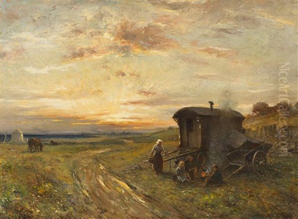 By The Camp-fire Oil Painting by William Kay Blacklock