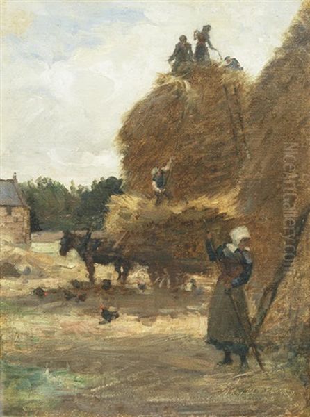 Stacking The Corn Oil Painting by William Kay Blacklock