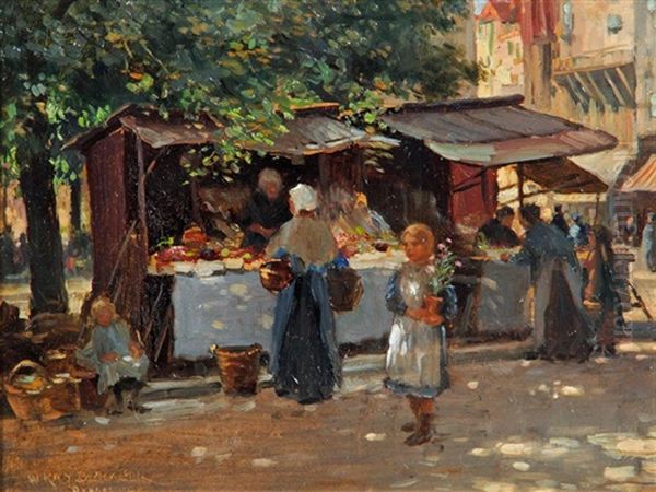 Vegetable Market, Bruges Oil Painting by William Kay Blacklock