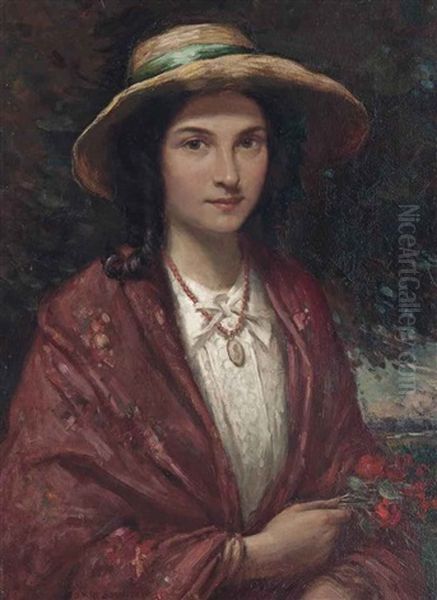 Portrait Of Nelly, The Artist's Wife Oil Painting by William Kay Blacklock