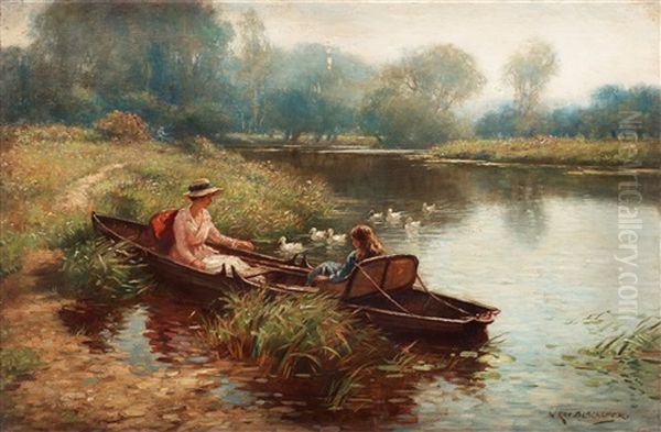 Backwater On The Ouse Oil Painting by William Kay Blacklock