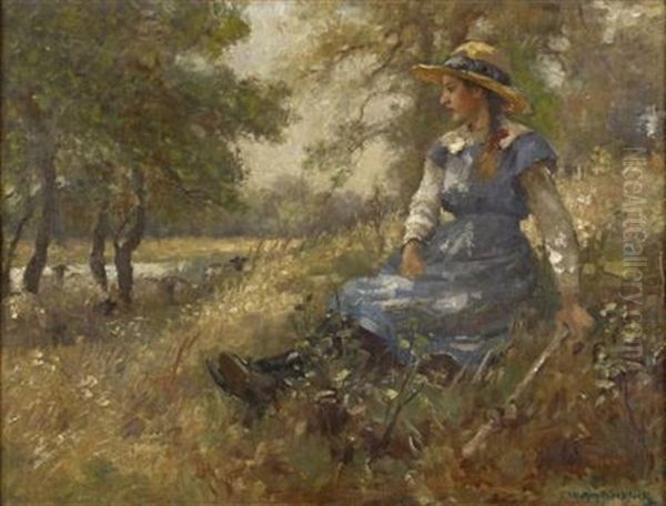 The Young Shepherdess Oil Painting by William Kay Blacklock