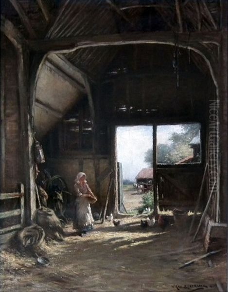 Feeding The Hens Oil Painting by William Kay Blacklock