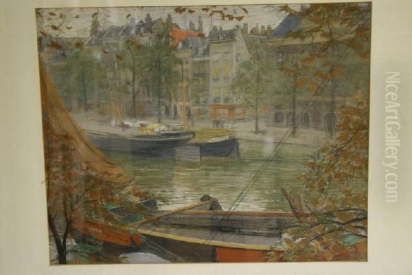 Boten Op Stadsgracht Oil Painting by Max Alexander Alandt