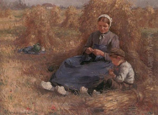 Noonday Rest, Dutch Peasants Near Dordecht Oil Painting by William Kay Blacklock