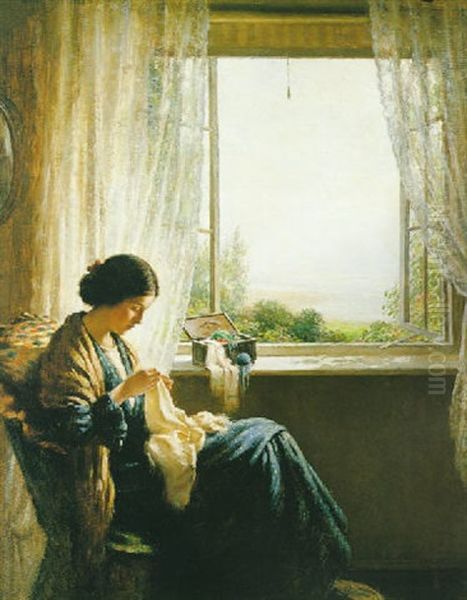 Sewing By A Window Oil Painting by William Kay Blacklock