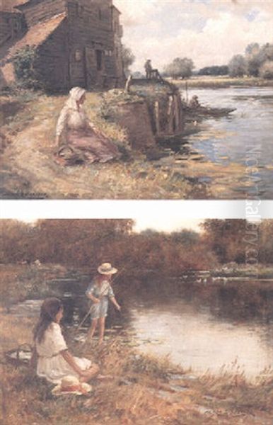 Houghton Lock, Hunts Oil Painting by William Kay Blacklock