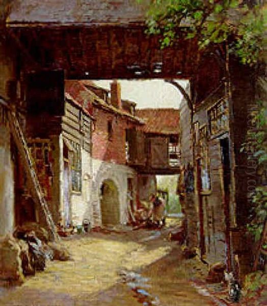 Wool Staplers Yard, St. Ives, Hunts Oil Painting by William Kay Blacklock