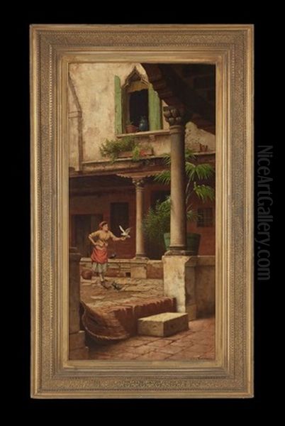 Courtyard, Venice Oil Painting by Walter Blackman