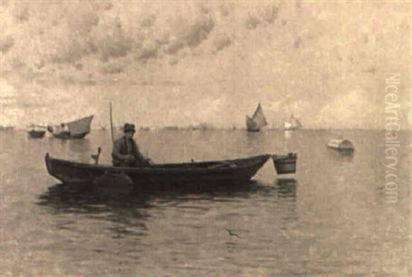 Fishing In The Venetian Lagoon Oil Painting by Walter Blackman