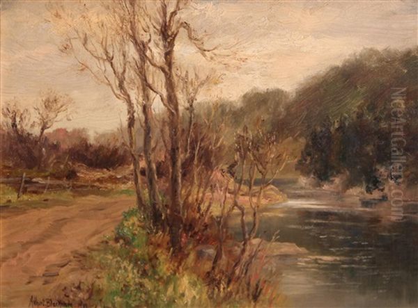 Path By An Icy River Oil Painting by Arthur Edward Blackmore