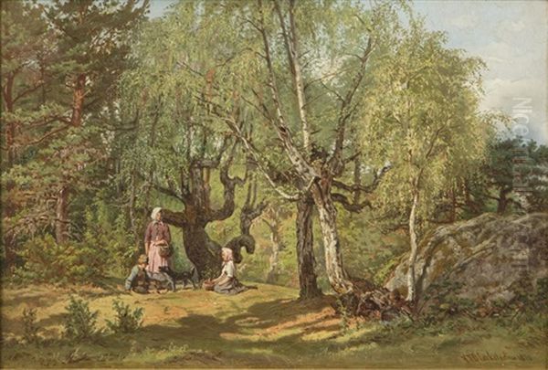 Berry Pickers Oil Painting by Johan Zacharias Blackstadius