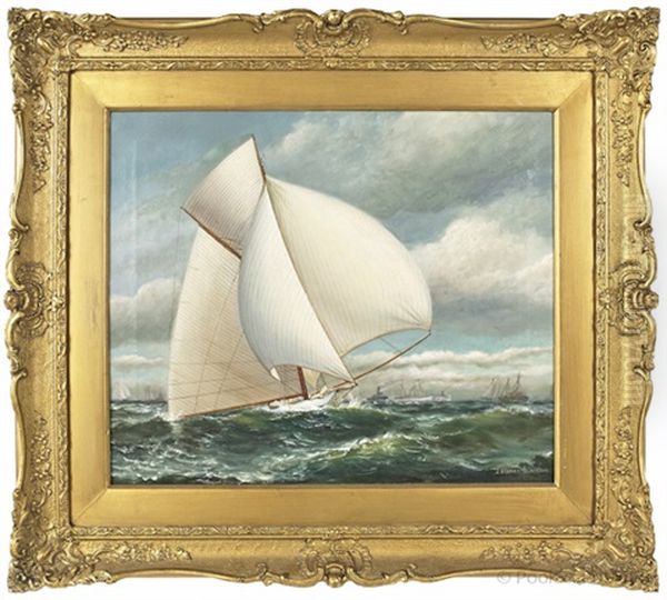 Portrait Of A Sailboat Oil Painting by James Stuart Blackton