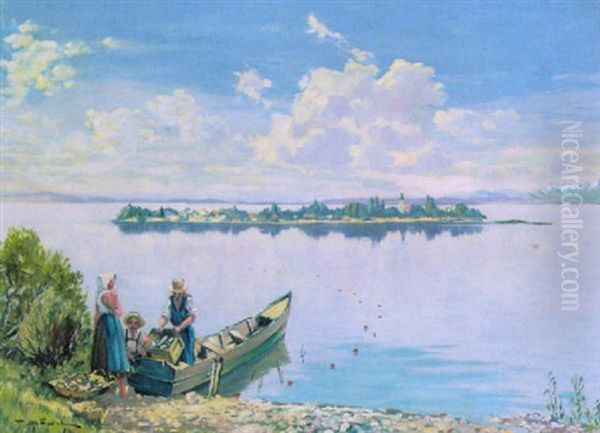 Frauenchiemsee Oil Painting by Friedrich Wolfgang Blaedel