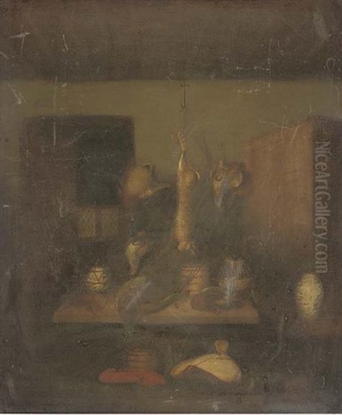 Game In A Larder (+ A Hare With Other Game; Pair) Oil Painting by Benjamin Blake