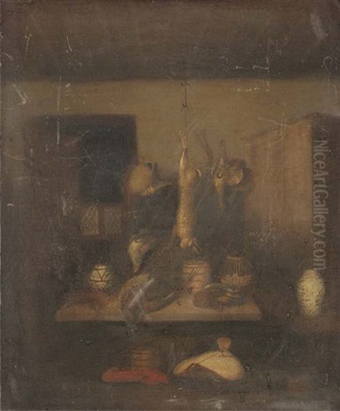 Game In A Larder (+ A Hare With Other Game; Pair) Oil Painting by Benjamin Blake