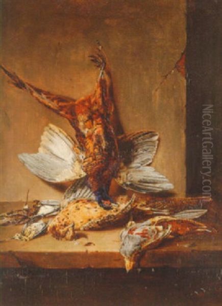 Dead Game On A Larder Shelf Oil Painting by Benjamin Blake