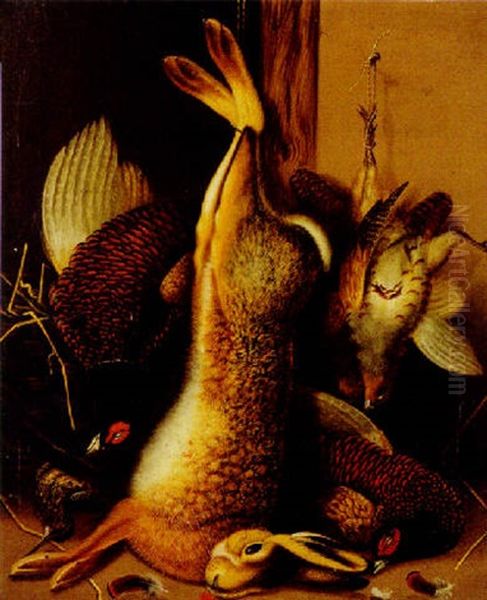 A Dead Hare With Dead Game In A Larder Oil Painting by Benjamin Blake